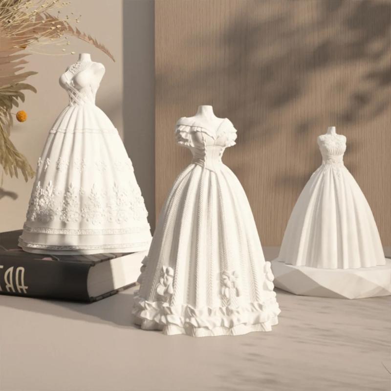 Diy Aroma Candle Plaster Mold 3d Wedding Princess Dress Gown Baking Silicone Mold For Home Wedding Valentine'S Day Party Decor