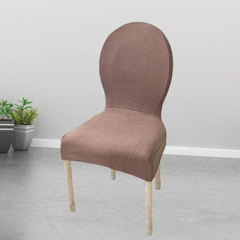 Retro Home Round Back Seat Chair Cover Polar Fleece Slipcovers Protector Case Chair Cover For Room Kitchen Hotel Banquet Cover