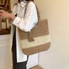 Fashion retro beach vacation woven contrasting color women's tote bag new versatile women's shoulder handbag