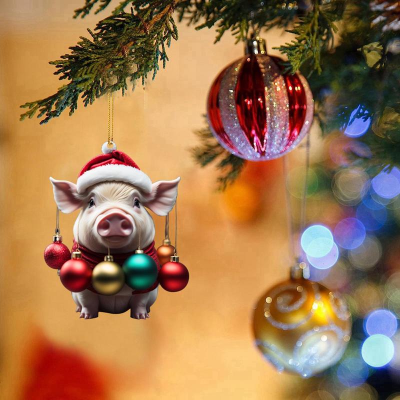 Animal Ornaments For Christmas Tree 2D Animal Theme Christmas Ornaments Colored Balls Pattern Front Door Decorations For