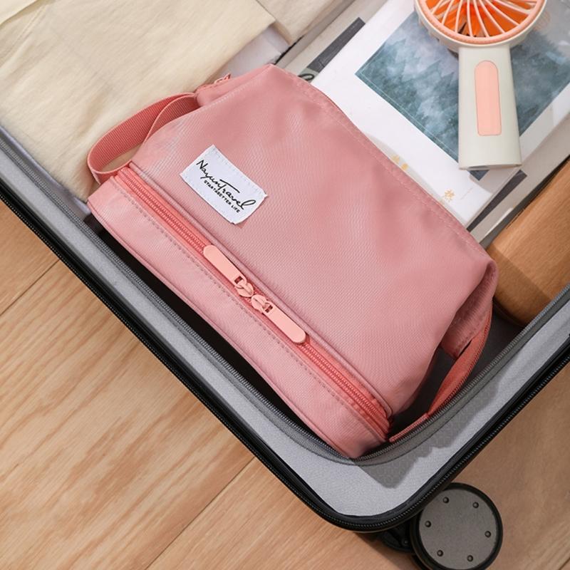 Large Travel Toiletry Cosmetic Bags Double Layer Portable Nylon Makeup Bags Storage Pouch for Women