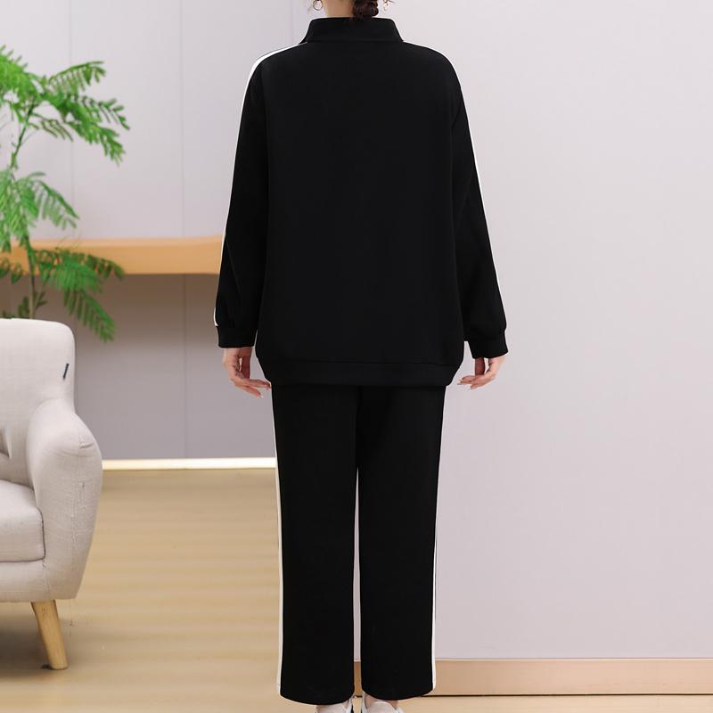 Elegantní nadměrné soupravy pro ženy Vintage oblečení Jaro Podzim Nadměrná dámská dvoudílná souprava