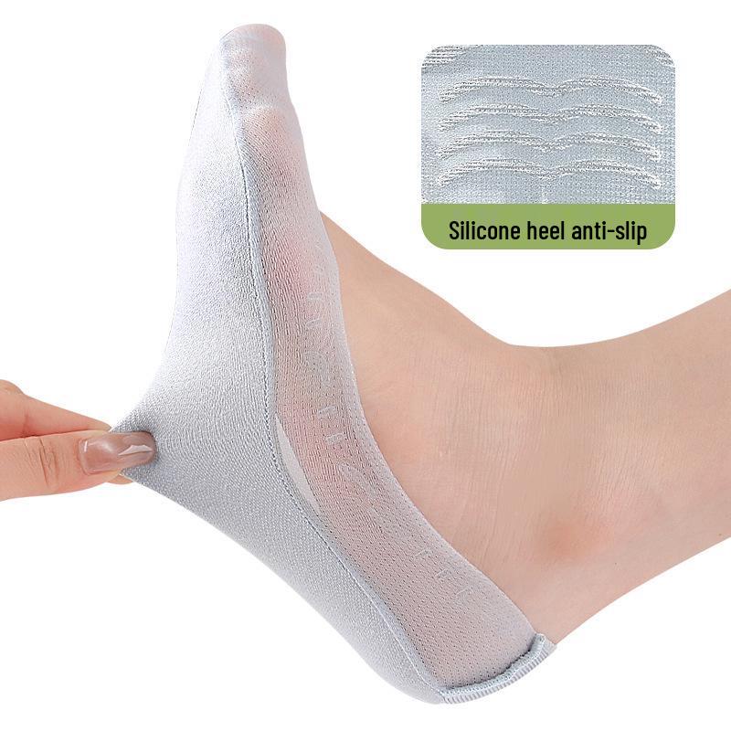 Women's Seasonal Stretchy Boat Socks - Thick Heel, Pressure Relief, Invisible Low-Cut, Non-Slip, Anti-Abrasion.