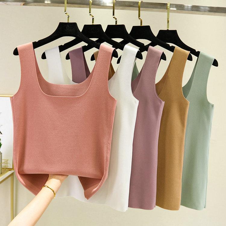 Women's Square Neck Sleeveless Tank Top Slim Fit Casual Thermal Camisole