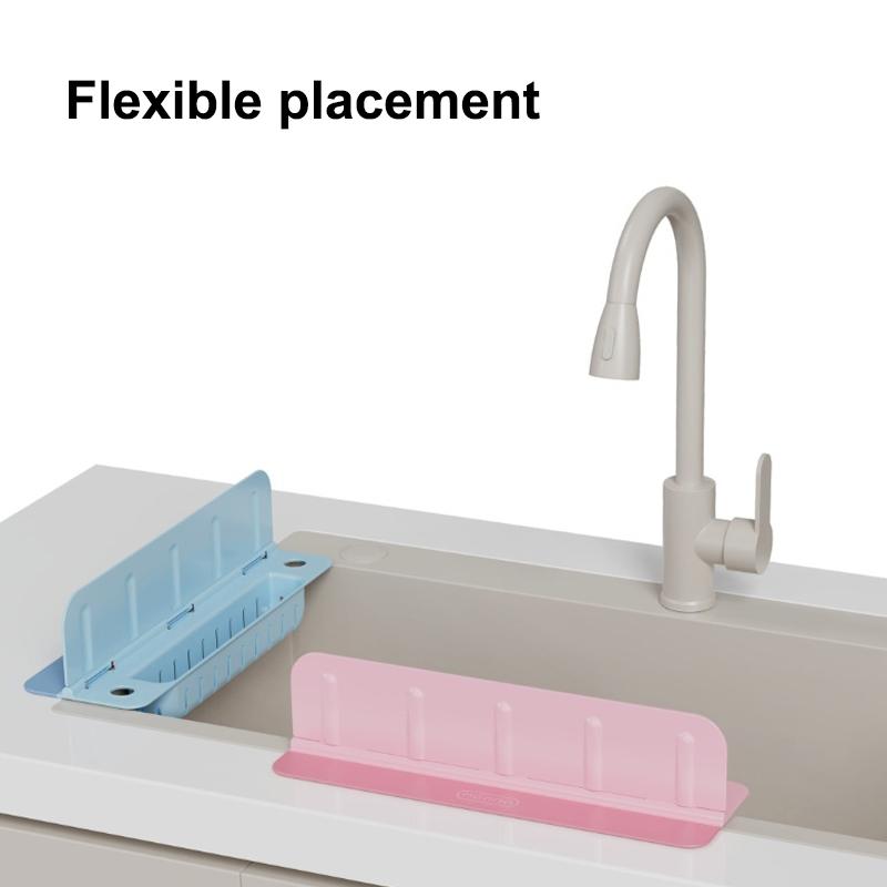Silicone Sink Splash Guard With Waterproof And Splash-proof Design, Drain And Storage Tray For Dishwashing And Kitchenware.