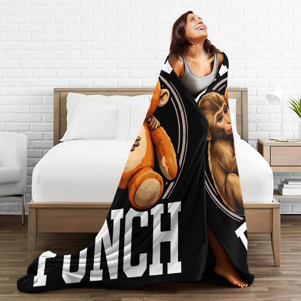 Team Punch Monkey and Oran-Mama Wool Blankets  Funny Throw Blanket for  Sofa Bedding Lounge 200x150cm Quilt,