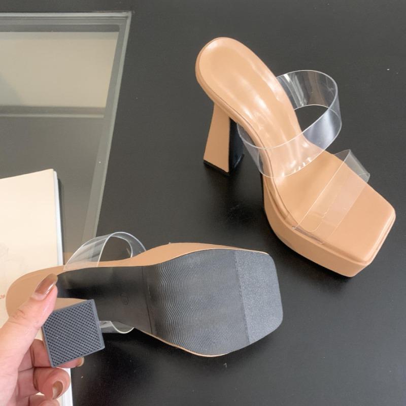 Fashion Summer Shoes for Women 2025 New Transparent PVC Sandals Outdoor Slippers Waterproof Platform Slide High Heels 15CM Tacones