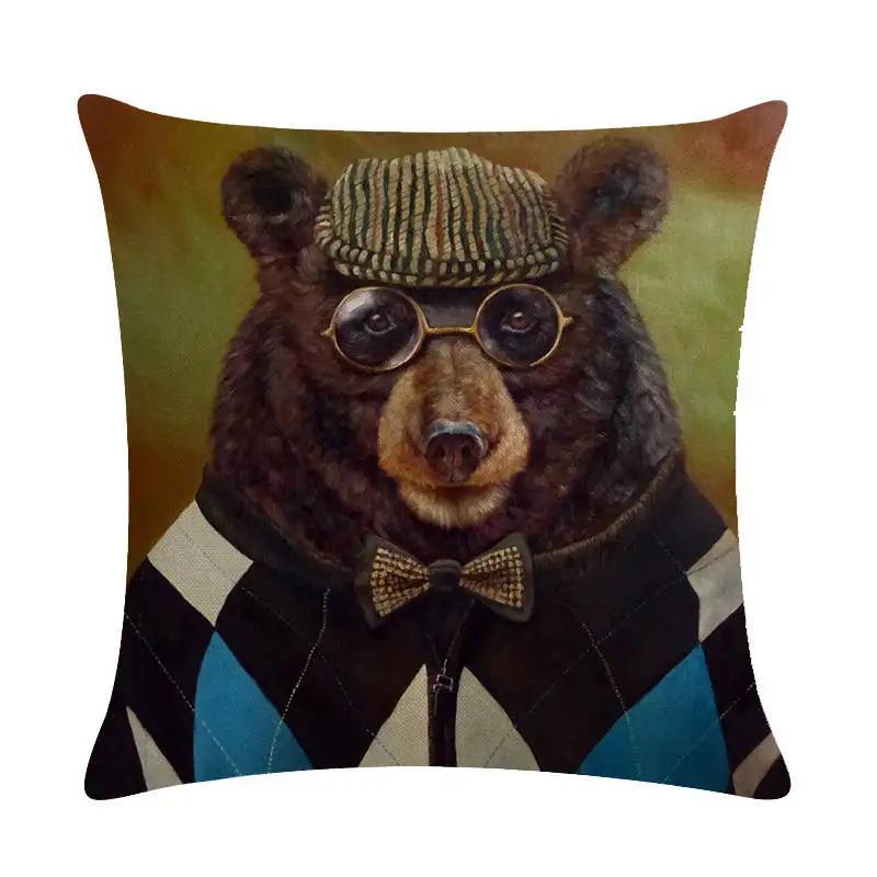 Lovely Animal Oil Painting Pillowcase Flax Cushion Leaning On Household Sofa Adornment Cushion Leaning On Covers