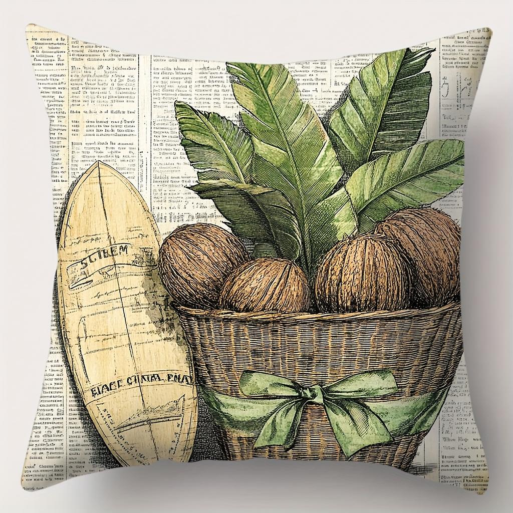 Tropical Print Cushions With Palm Tree And Truck Design Polyester pillowcase, sofa decorative cushion cov Headboard Pillow