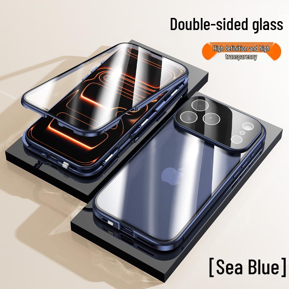 iPhone 17 Pro Max Dubbelzijdige Metalen Magnetische Glazen Hoes door Wanmagwang: Valbestendige Harde Schaal