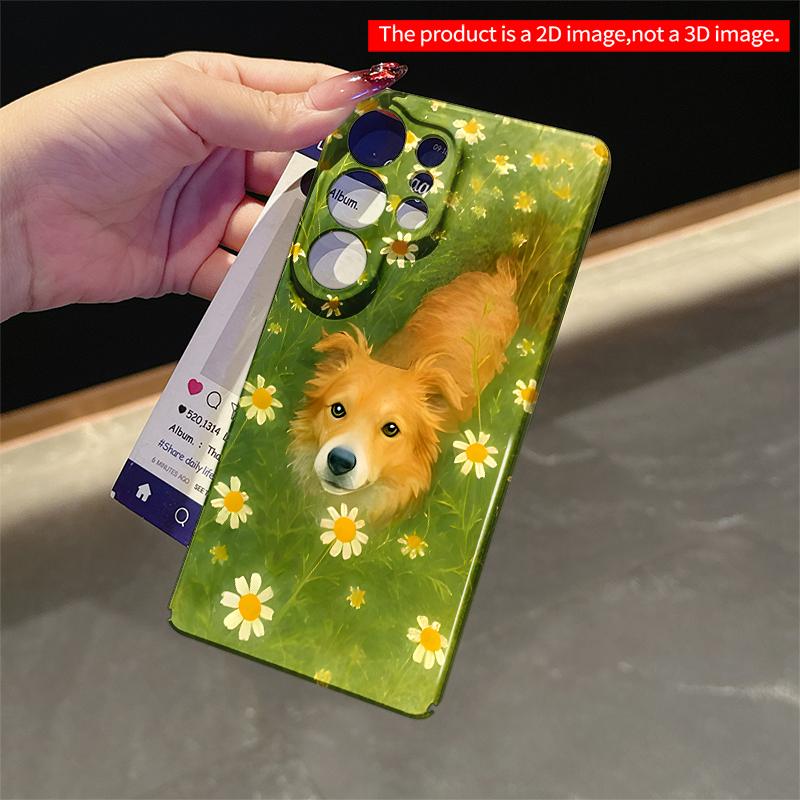 2DFlat Samsung Phone Case Golden Dog In Wildflower Field Phone Case Applicable To Galaxy S23 S24 S25ULTRA S26 A12 A14 A15 A16 A54 A55