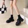 Small leather shoes women's spring and autumn new straps round head J shoes platform women