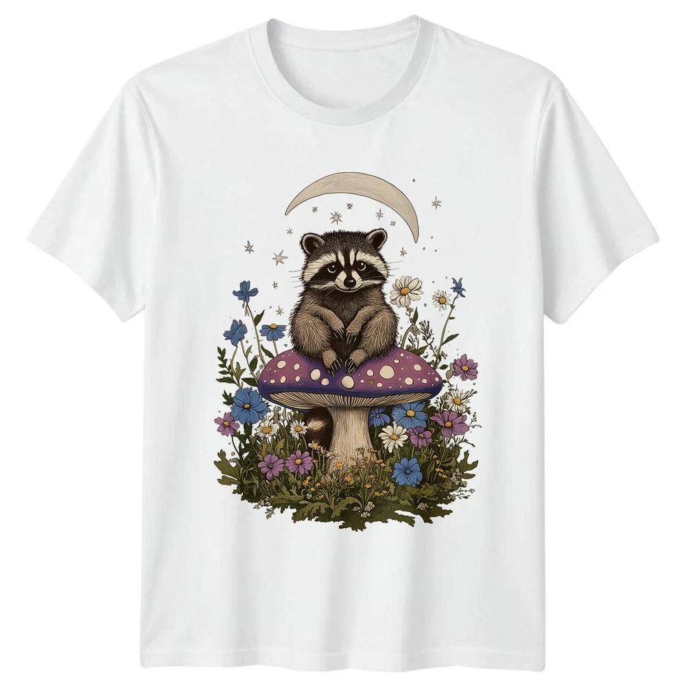 Raccoon On Mushroom TShirt Cute Animal TShirt S
