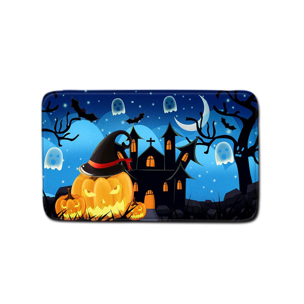 Halloween Bathroom Four-Piece Combination Set Bedroom Non-Slip Carpet Floor Mat Door Mat