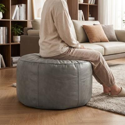 Large Capacity Round Lazy Sofa Covers PU Leather Storage Bag Sofa Footstool Cover Clothes Storage