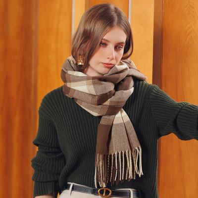Deqing Siyue New Winter Imitation Cashmere Plaid Scarf Fashion Tassel Scarf Women's Shawl Warm Scarf