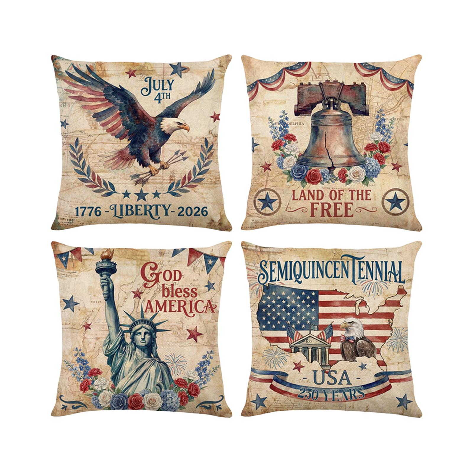 

Independence Day Printed Pillowcase, Star-patterned Cushion, Striped Back Cover, Sofa Pillow. One Size