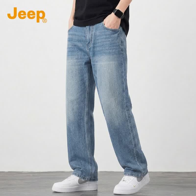JEEP Men's Loose Straight Lyocell Summer Jeans