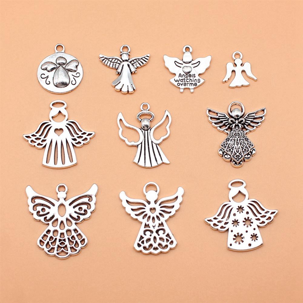 1 Set Angel Charms Wings Mix Pendants For Boho Style Jewelry Making Bulk