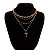 Adjustable Cross Pendant Thin Chain Multi Layer Prayer Necklace  Jewelry Accessories