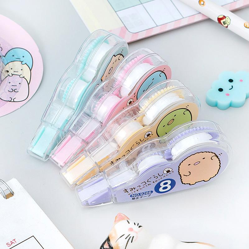 4 Peças Kawaii Sumikko Gurashi Corretivo White Out Fita Corretiva Brinde Promocional Papelaria Material Escolar de Escritório