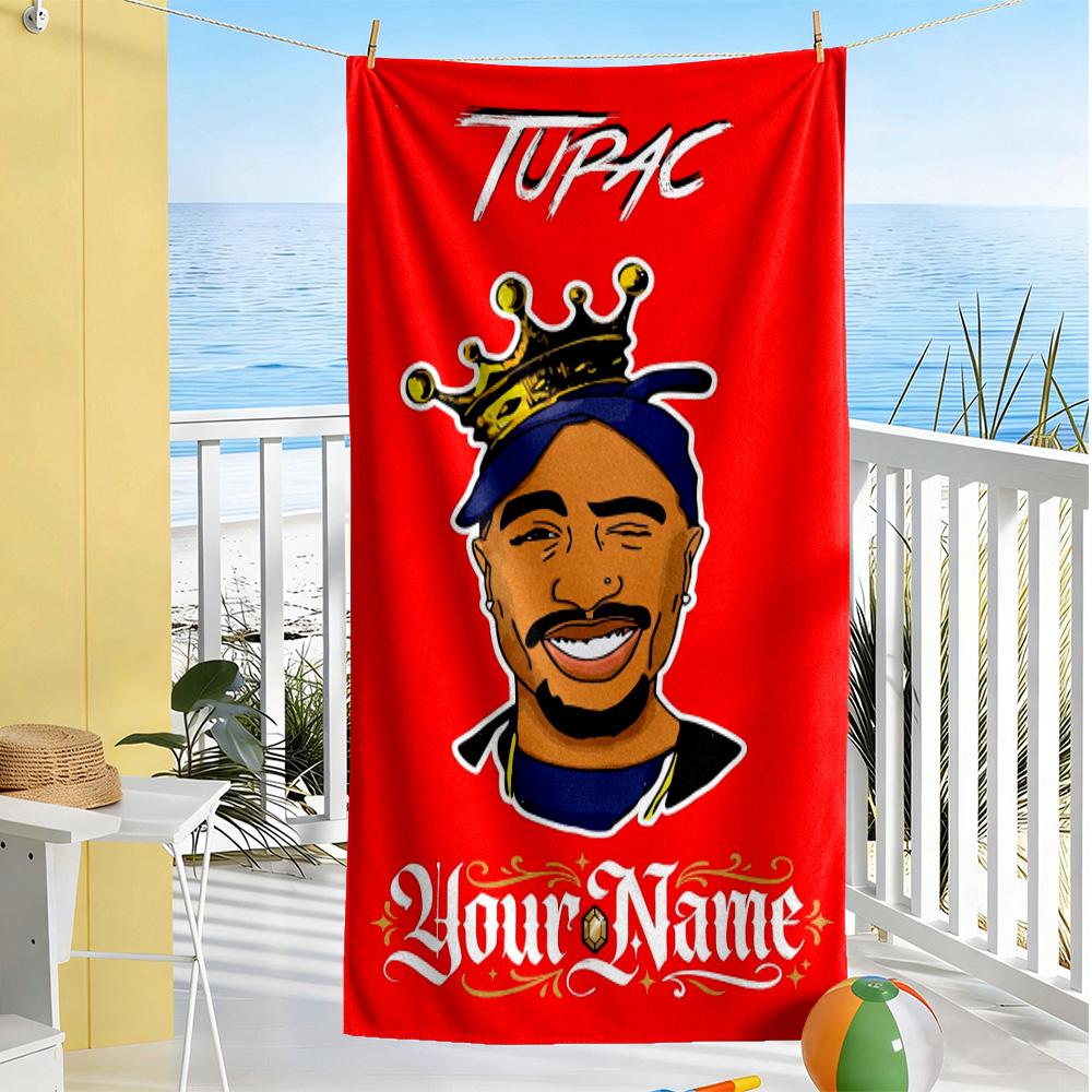 2pac Personalized Name Beach Towel Super Soft Microfiber Quickdry Fabric Portable for SwimmingBeachCamping Travel Beach AccessoriesGym