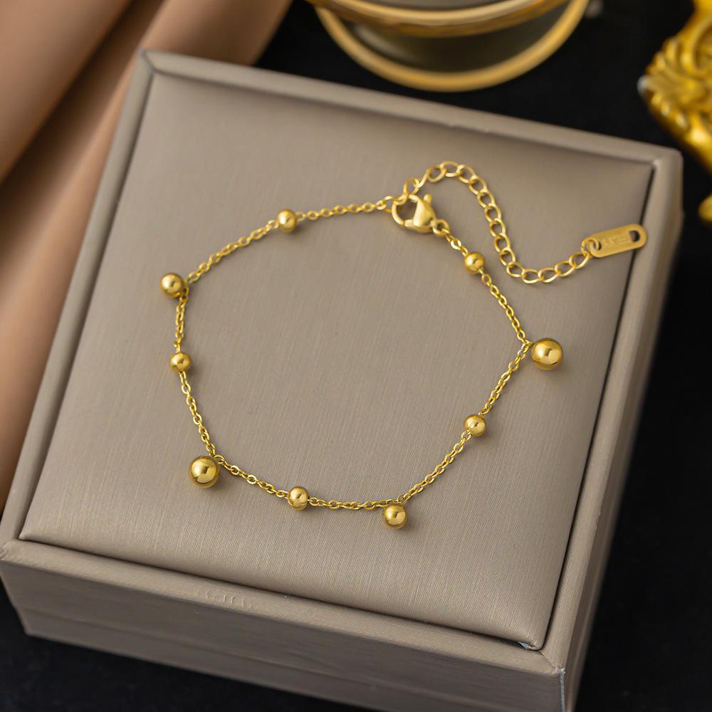 New Trendy Gold Plated Stainless Steel Bracelets  Waterproof Mulit Round Ball Bracelet for Women Boho