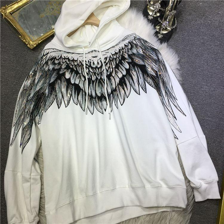 Oversized Fat M National Tide Sweater Women's Heavy Industry Drill Front and Rear Big Wings Are Thin Hooded Thin Jacket