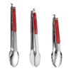 Pince de service Poignée en silicone antidérapante Manche rouge Acier inoxydable résistant à la chaleur Pince alimentaire Cuisine BBQ Buffet Pince pour égoutter l'huile