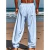Mens Drawstring Loose Straight Breathable Casual Summer Long Pants