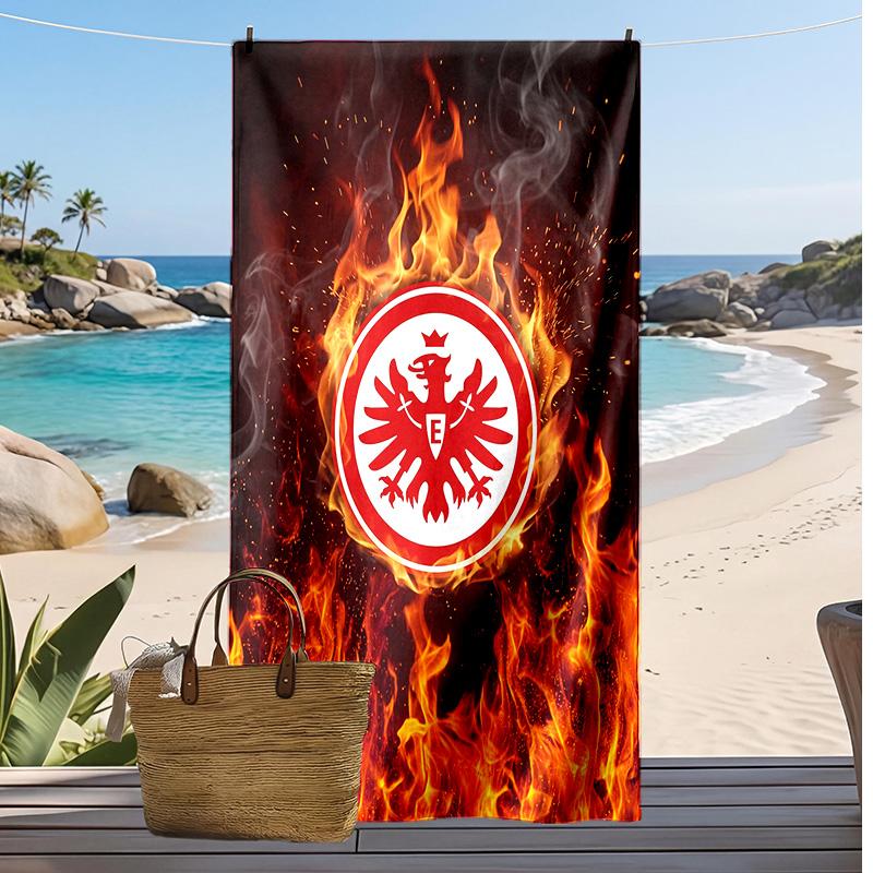 Eintracht Frankfurt Fußball Print Strandtuch, Großes Weiches Schnelltrocknendes Handtuch für Strand Camping Schwimmen