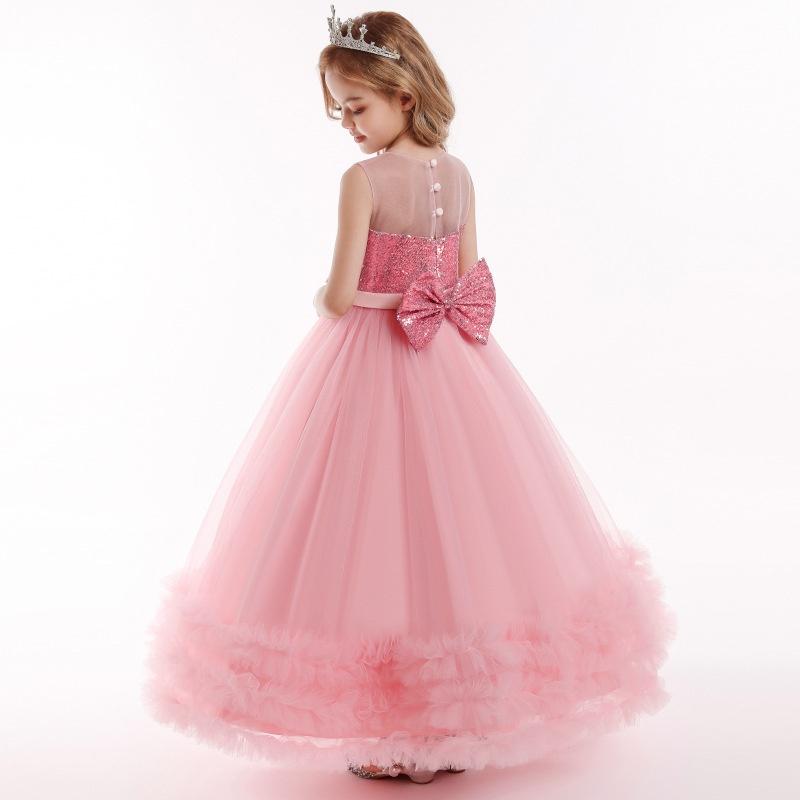 Baby Girls Flower Princess Lace Ball Gown Party Long Dress For Brithday Wedding Teenager Kids Christmas Dresses Children Clothes