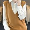 Gestapelte Strickweste für Damen, lockere Strickweste, ärmelloser Pullover, Tanktop, Camry-Schulter, V-Ausschnitt, Strickjacke, Herbst/Winter