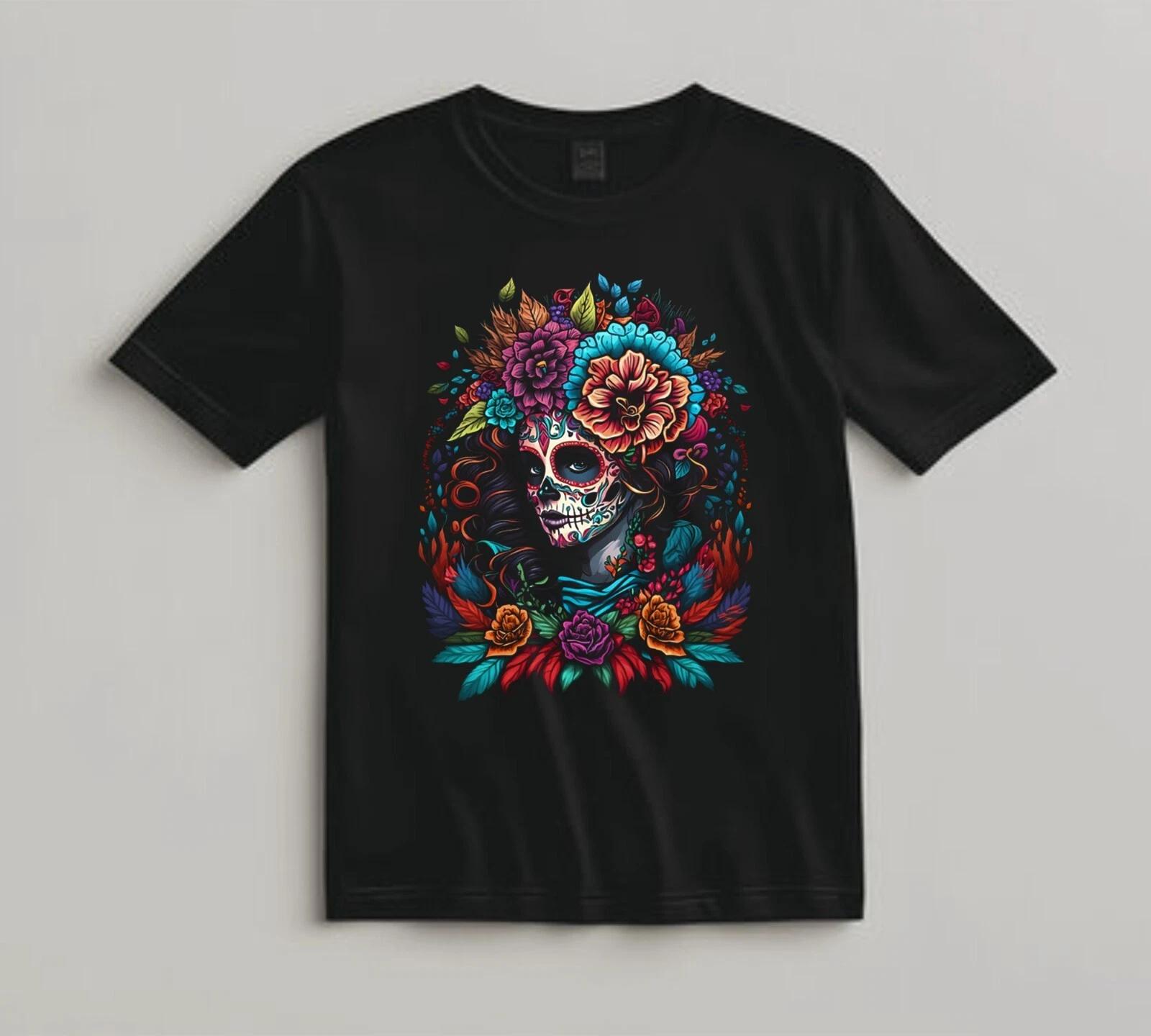 Sugar Skull Floral Shirt Día de los Muertos Mexican Culture T Shirt Gift A412 S