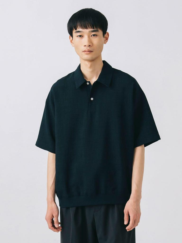 Beams Heart S/S Polo Polymelange Polo Shirt (Moisture-Wicking, Quick-Drying), Men's Navy, Size XL, 42020026639