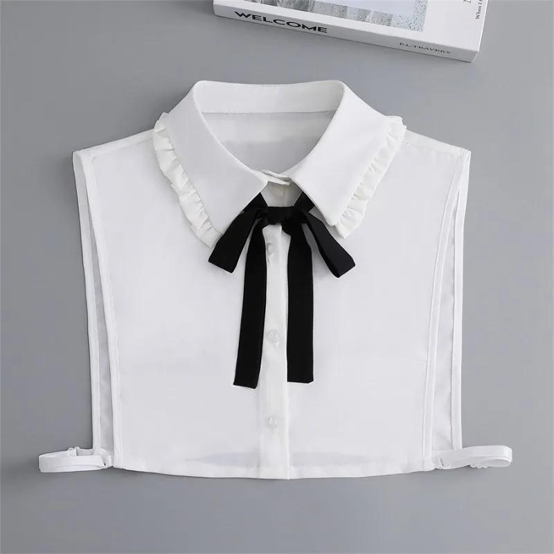 Winter Lapel Bowknots Fake Collar for Woman Vintage Detachable Shirt Collar Blouse Sweater False Collar Lapel Top Neckwear Ties