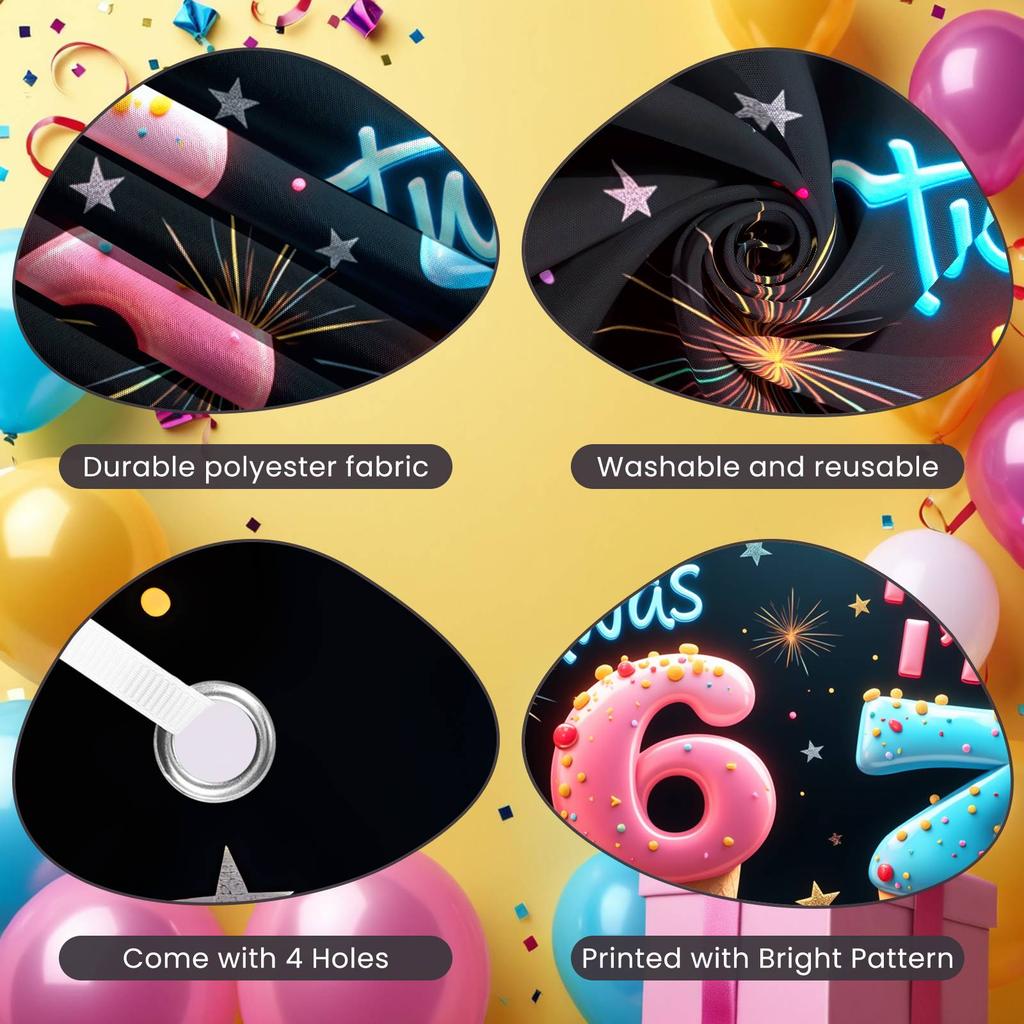 Kids Party Banner Ice Cream Shape 7th Birthday Display Number 7 Background Pink Blue Number 6 Backdrop For Indoor Decoration