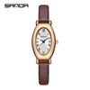 Sanda Gold Steel Band Women's Quartz Watch - Trendy, Waterproof, Simple Roman Dial, Leather Strap