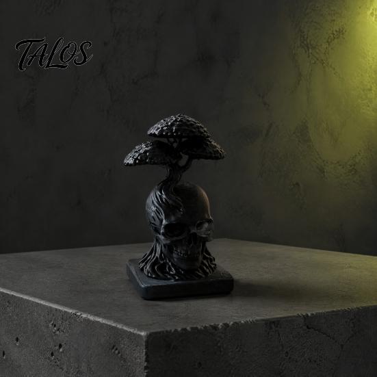 Sturdy Base Display Piece 3D Printed Tree of Life Skull Figurine, Gothic Desktop Ornament for Mysterious Symbolism Gift Friends Home Office