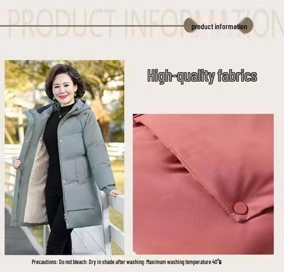 Jachetă de iarnă 2024 căptușită cu lână pentru femei de vârstă mijlocie și în vârstă - Palton gros, călduros din bumbac.