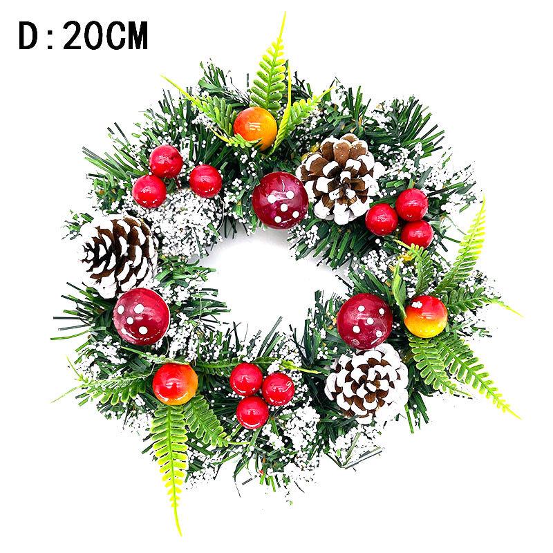 

20/30/40cm Christmas Wreath Holiday Wreath Pure Handmade Christmas Tree Decoration Simulation Mushroom Red Fruit Wreath Decor