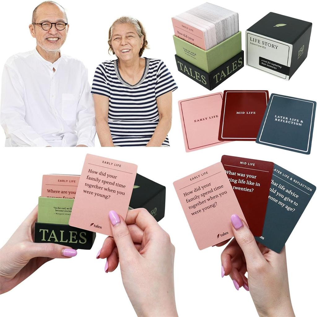 150 Pcs Life Story Interview Kit Cards, Family Conversation Cards With 3 Stages Of Life, Get To Know Parents And Grandparents For Family Pictionary