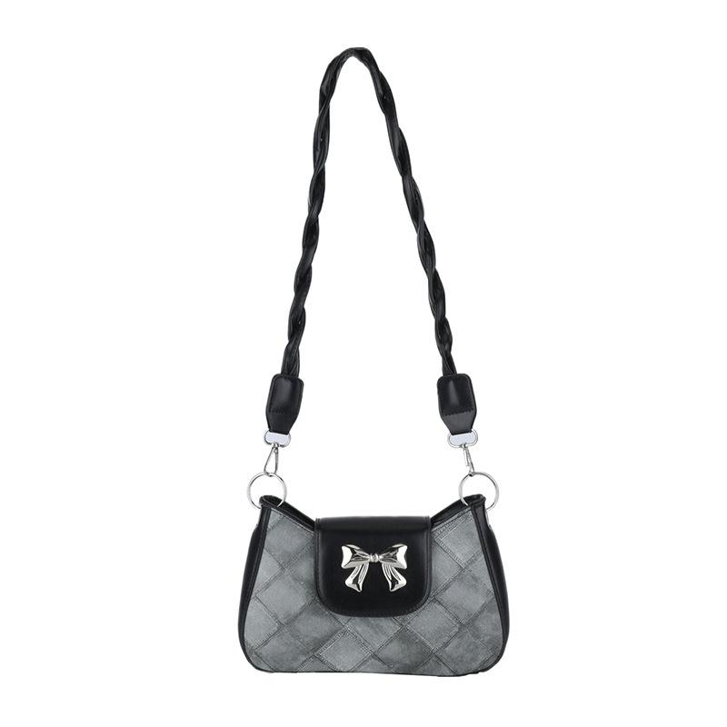 

Летняя повседневная сумка через подмышку большого объема в иностранном стиле для женщин 2024 года, новая популярная женская сумка-мессенджер с бриллиантами чёрный