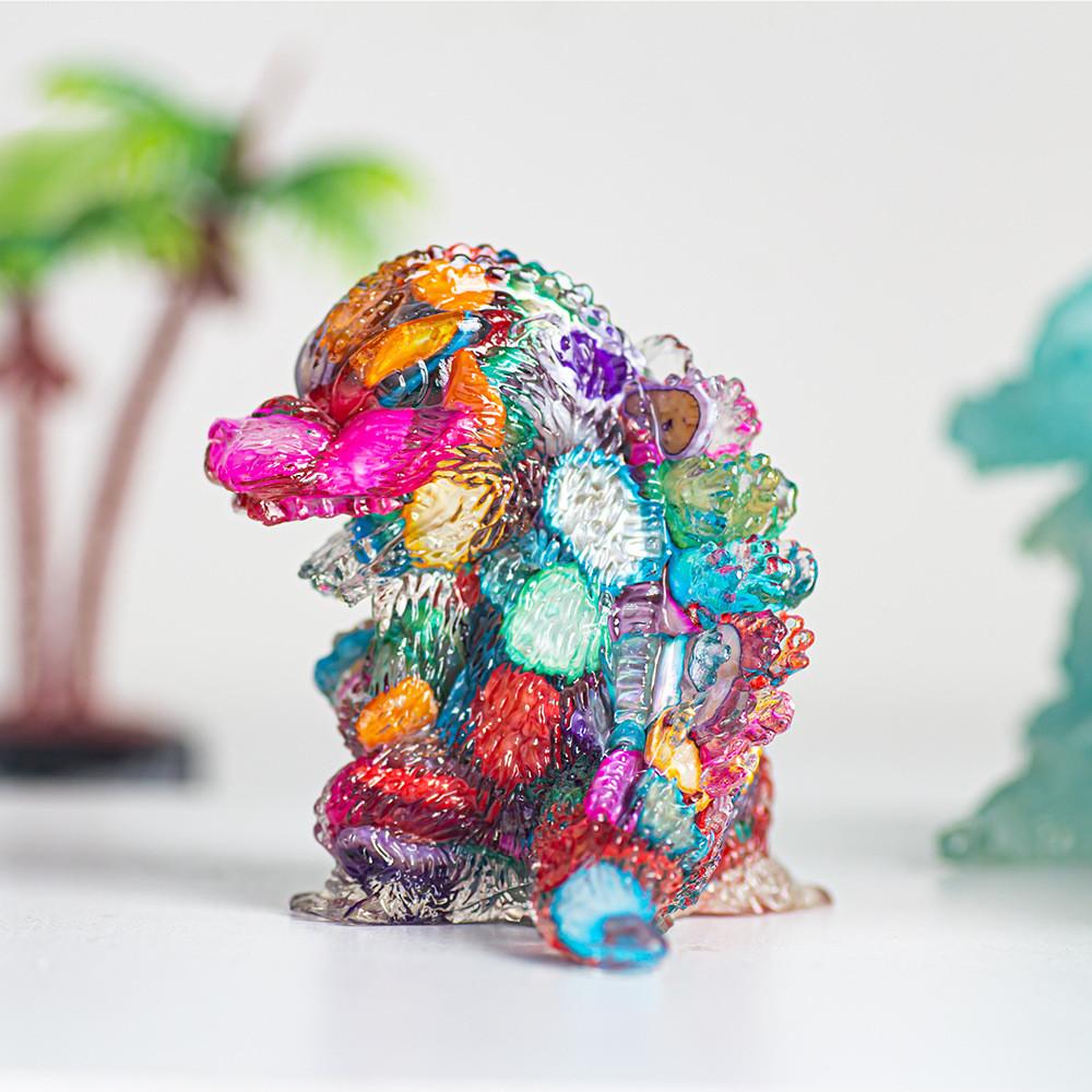 Godzilla Resin Crystal Figurine With Natural Gemstone For Home Decor And Giftgiving