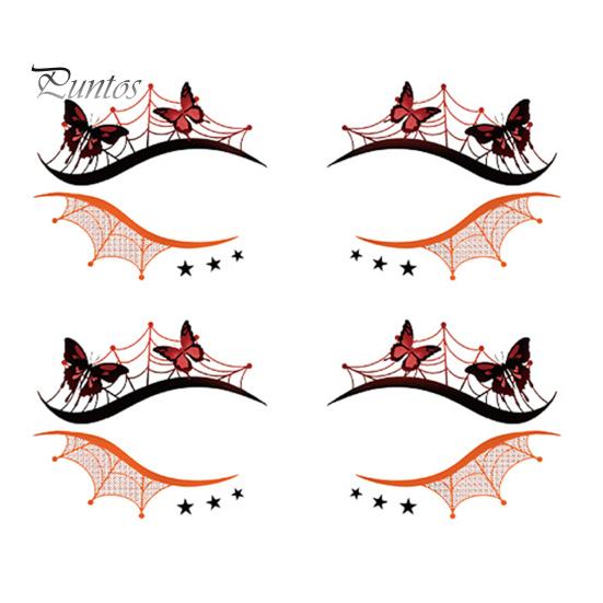 Cosmetic Transfers for Adults 2 Pairs Halloween Eye Tattoo Stickers, Waterproof Temporary Face Decals with Ghostly Decorations Pumpkin Bat Spider Web,