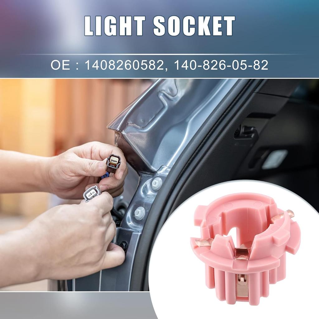 2 Pcs Rear Tail Light Lamp Bulb Socket No.A2108260082 for Mercedes-Benz E320 1996-2002 W210 for W220 S430 S500 2000-2006 Plastic Pink