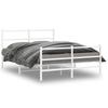 Metal Bed Frame with Headboard and Footboard White 135 x 190 cm