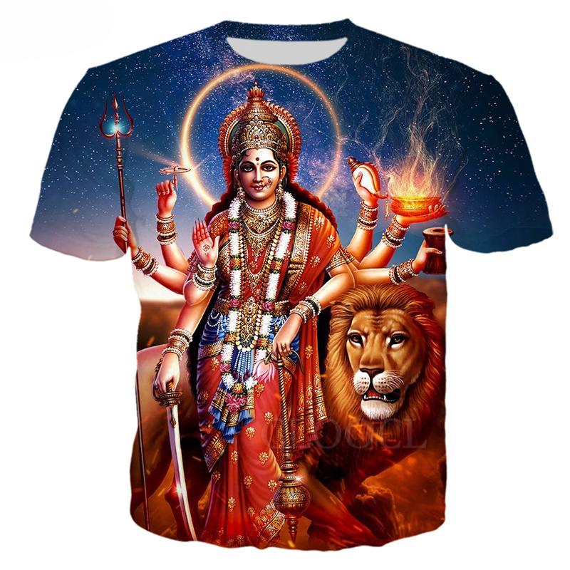 Moda Estiva Nuovi T-shirt Grafiche India Shiva Per Uomo Tendenza Casual Personalità Stampati Oversize Girocollo Manica Corta Magliette Top
