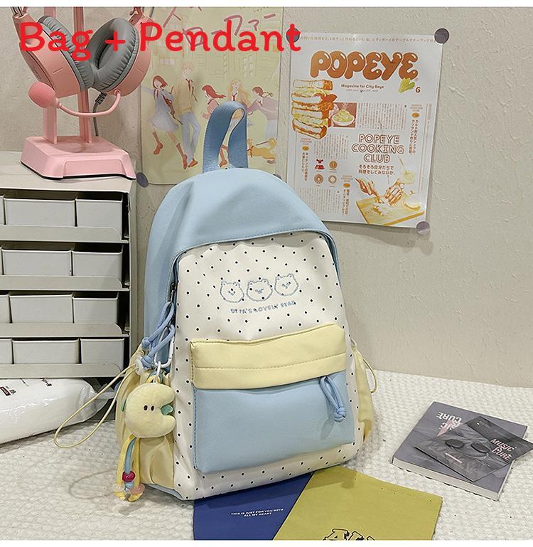 Style College Backpack For Girls Nylon With Color Block Design For School And Outings Blue Small