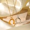 Water ripple chain U-shaped horseshoe pendant necklace for women, fashionable unique titanium steel neck chain